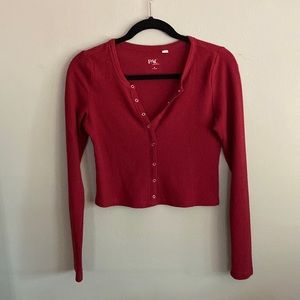Pacsun long sleeve red cotton shirt with buttons